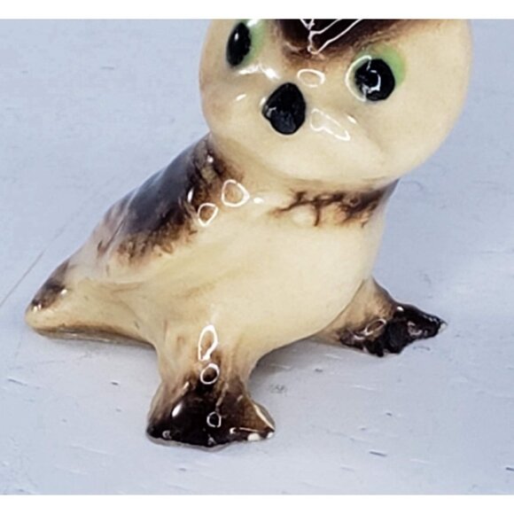 Hagen Renaker Barn Owl Grey Horned Brown Baby Miniature Figurine Set - Picture 12 of 12